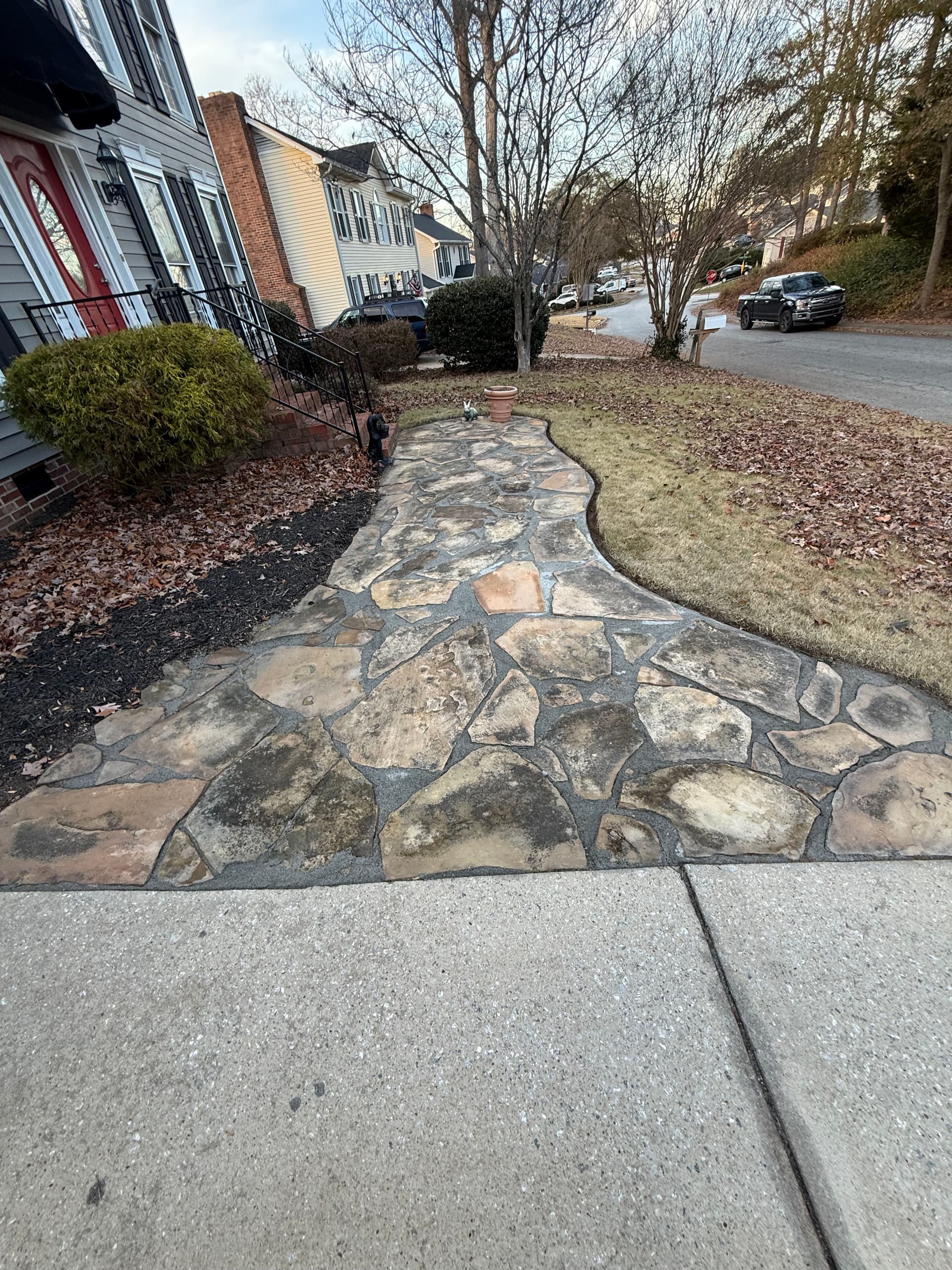 Stone Walkway Installation in Greenville
