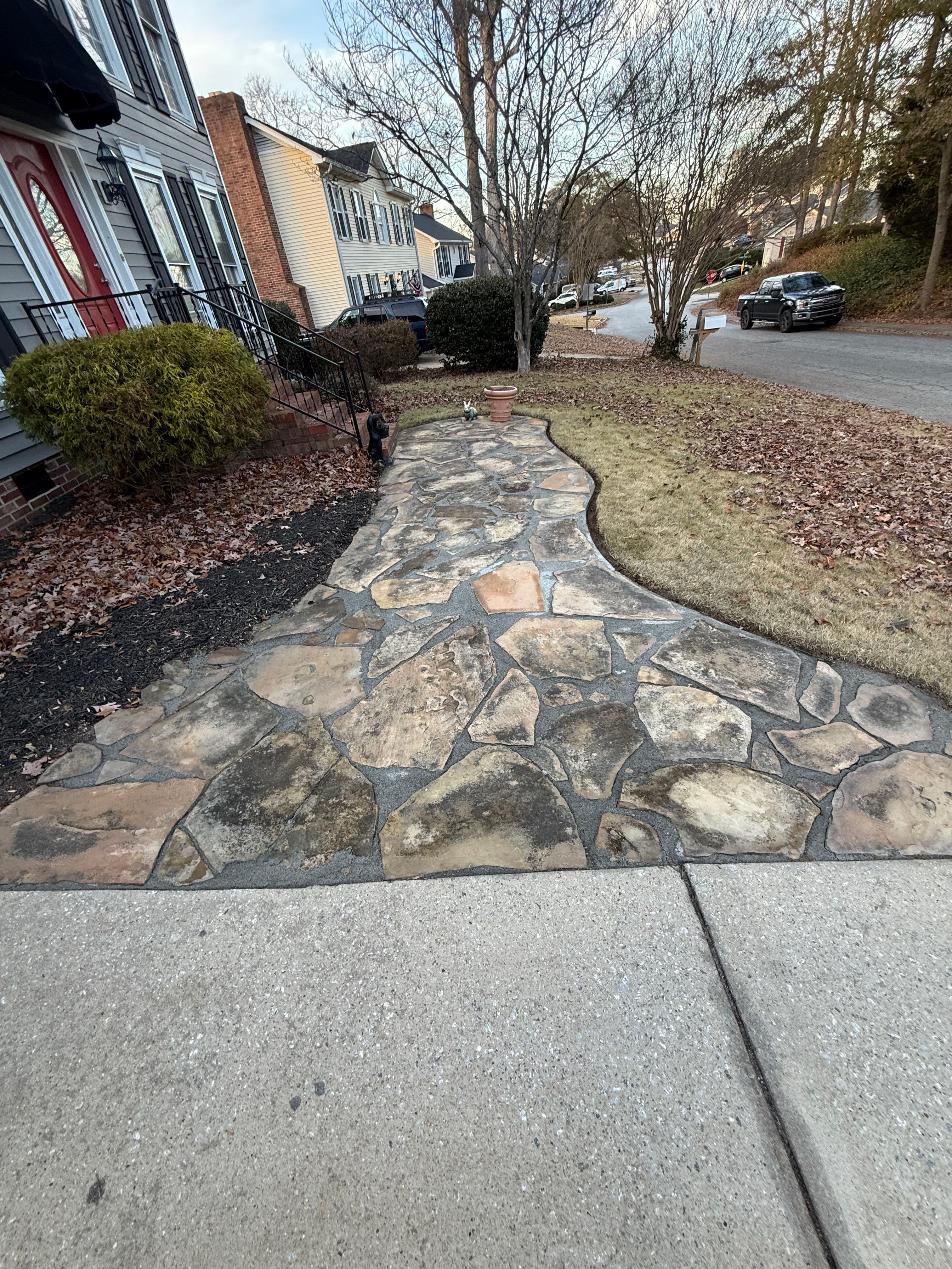 Stone Walkway Installation in Greenville