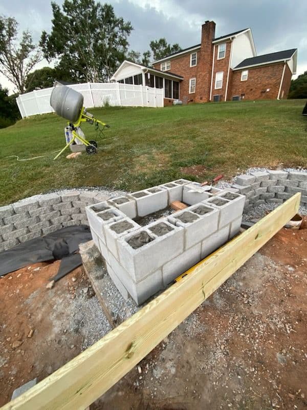 Retaining Wall and Fire Pit Foundation Completed